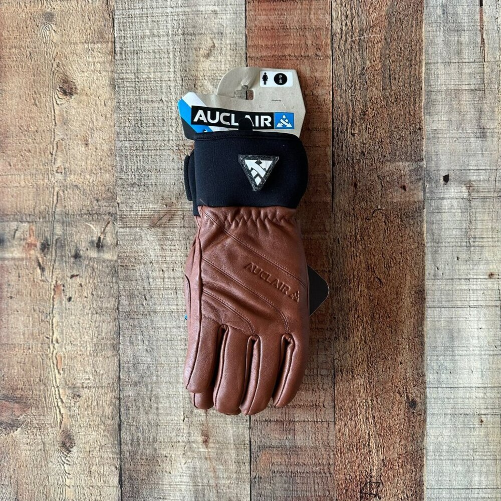 Auclair Womens Size S Lady Boss Ski Gloves Insulated Brown Black Goat Leather